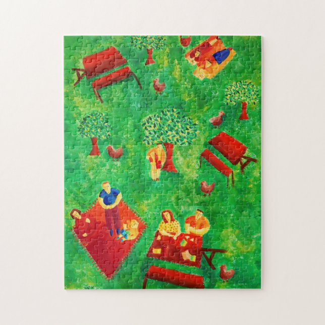 Puzzle Le Pique-Nique Art Contemporain Peinture Acrylique (Vertical)