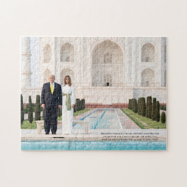 Puzzle Le président Donald J. Trump au Taj Mahal en Inde (Horizontal)