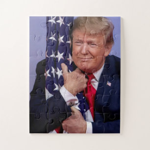 Puzzle Le président Trump accablé le drapeau américain
