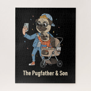 Puzzle Le Pugfather & Fils Selfie drôle de papa Pug et