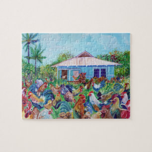 Puzzle Le Real Kauai avec les coqs et les poulets