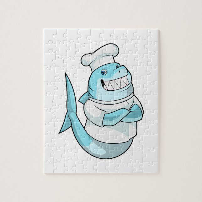 Puzzle Le requin comme chef avec tablier de Cuisine (Vertical)