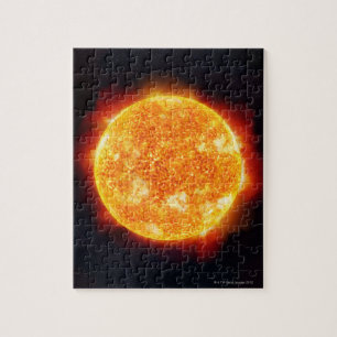 Puzzle Le Soleil montrant des éruptions solaires contre u