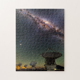 Puzzle Le télescope radio et la voie lactée au-dessus
