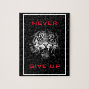 Puzzle Le tigre noir et blanc n'abandonne jamais la motiv