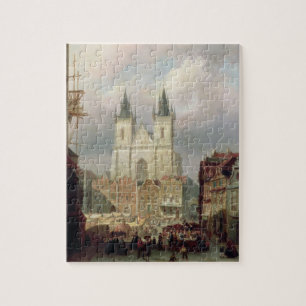 Puzzle Le vieux marché à Prague, 1881 (huile sur le can