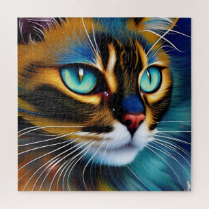 Puzzle Le visage d'un mignon Lynx pointe Siamese