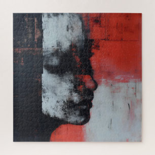 Puzzle Le visage et l'art Abstrait rouge