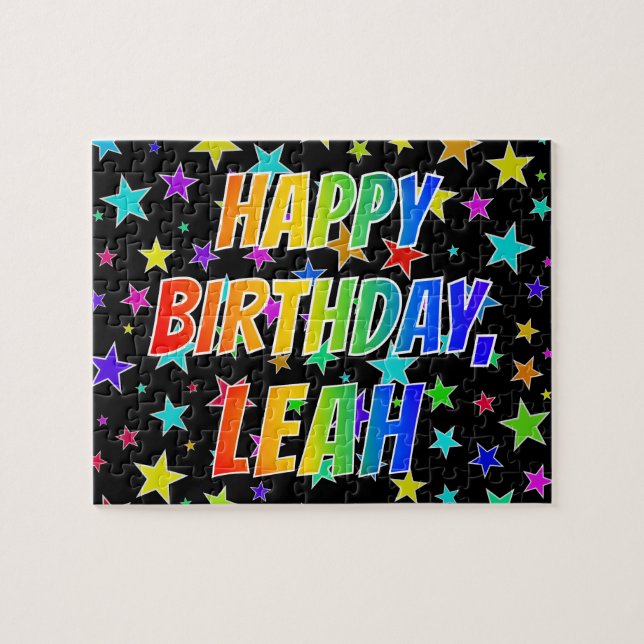 Puzzle "LEAH" Prénom, Amusant "HEUREUX ANNIVERSAIRE" (Horizontal)