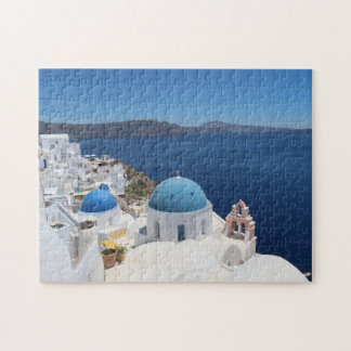 Puzzle L'église à dôme bleu à Santorin