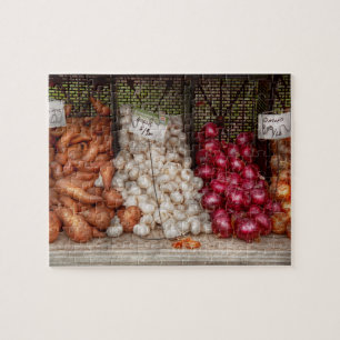 Puzzle Légumes - pommes de terre douces, ail et oignons