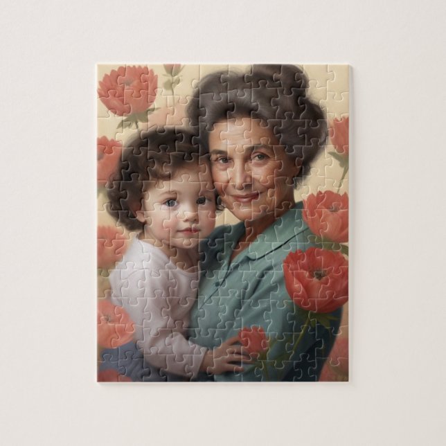 Puzzle L'Embrasse d'une grand-mère - grand-mère et enfant (Vertical)