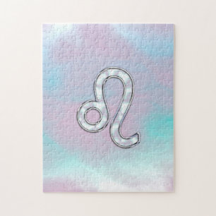 Puzzle Leo Zodiac Sign on Pastels Nacre Style Print