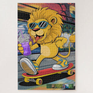 Puzzle León Mark 2, sur son skateboard.