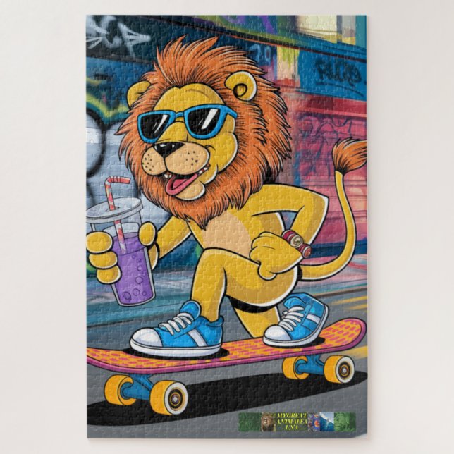 Puzzle León Mark, auf seinem Skateboard. (Vertikal)