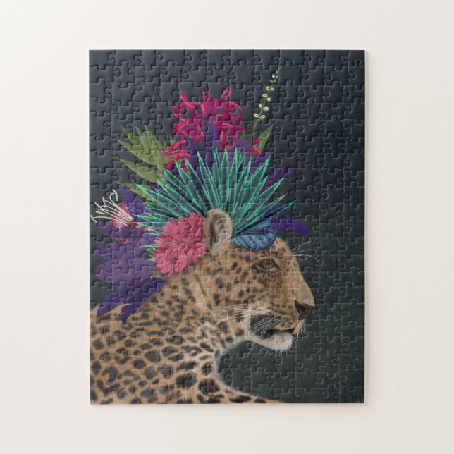 Puzzle Leopard avec tête tropicale (Vertical)