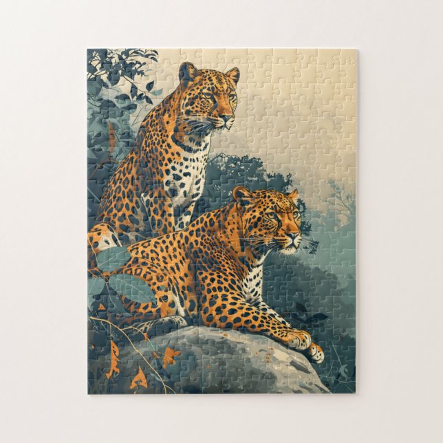 Puzzle Leopard Jungle : Carte postale Vintage (Vertical)