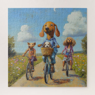 Puzzle Les amis mignons font du vélo