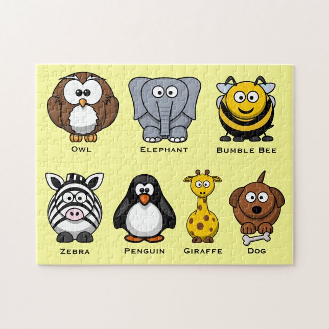 Puzzle Les animaux assortis par bande dessinée mignonne (Horizontal)