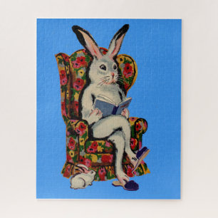 Puzzle Les années 1950 assis gros lapin lit l'histoire à 