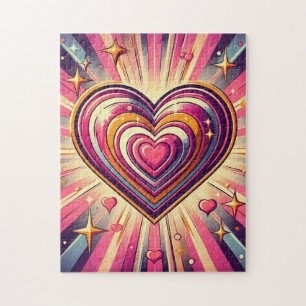 Puzzle les années 70 coeur pop art/Mug de Saint Valentin