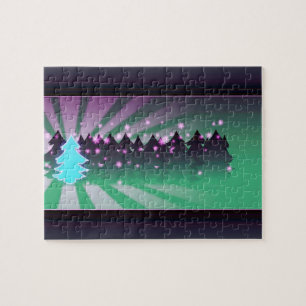 Puzzle Les arbres de Noël dans les tons verts