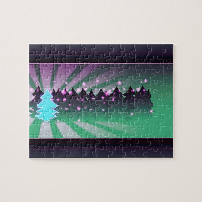 Puzzle Les arbres de Noël dans les tons verts (Horizontal)