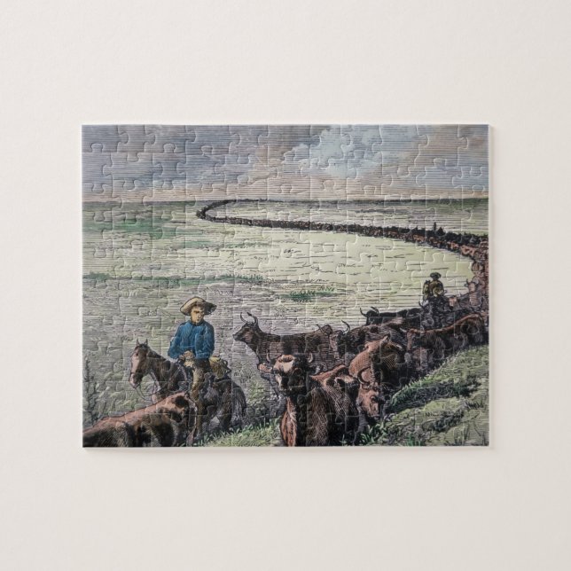 Puzzle Les bétail de Longhorn conduisent par le Texas à (Horizontal)