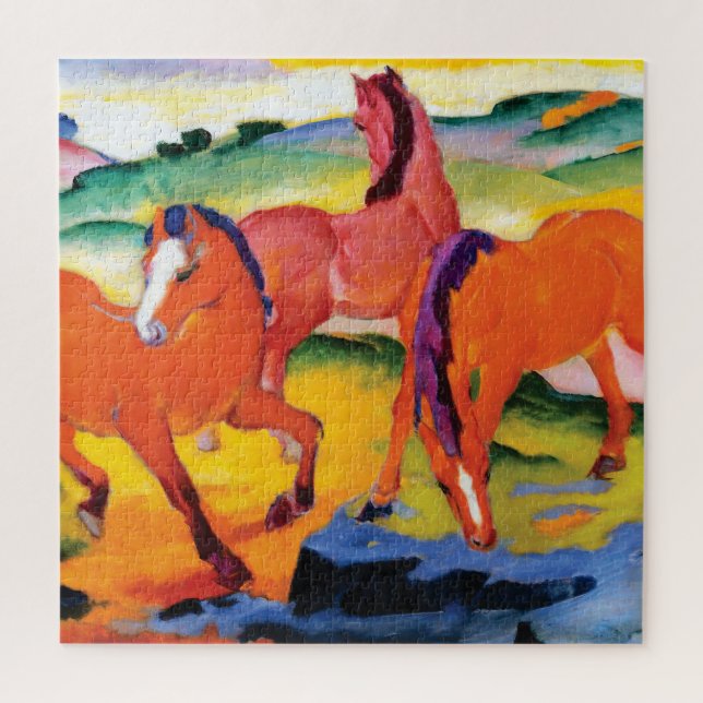 Puzzle Les Chevaux rouges par Franz Marc (Vertical)