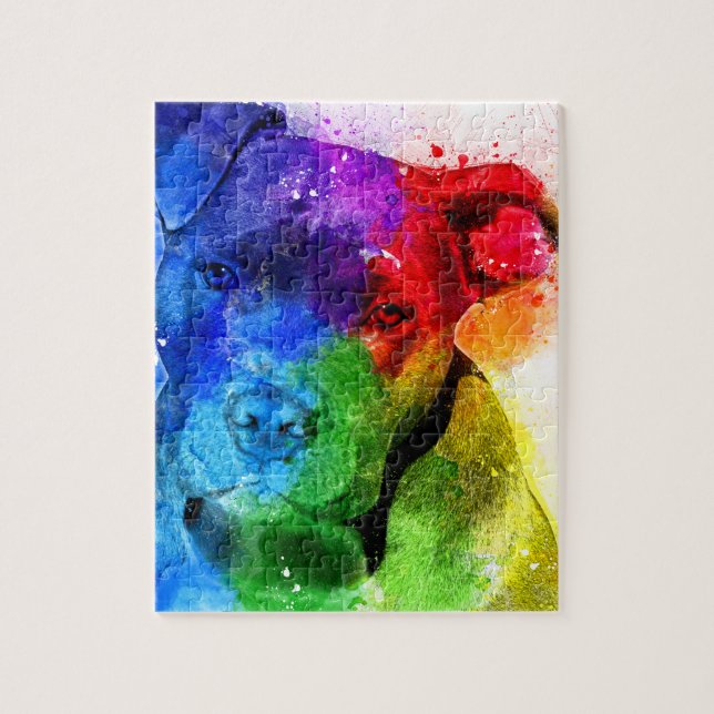 Puzzle Les couleurs de l'amour sont un Pitbull (Vertical)