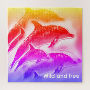 Puzzle Les dauphins dans un arc-en-ciel