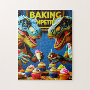 Puzzle Les dinosaures s'associent pour cuire des gâteaux
