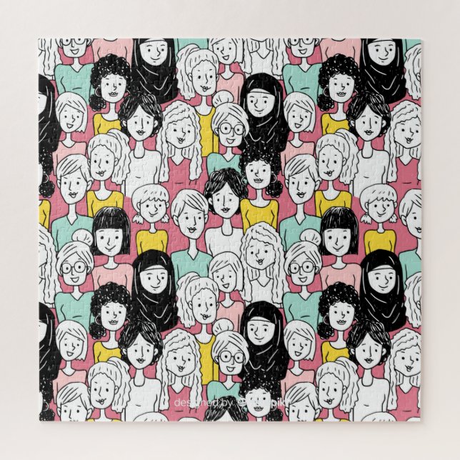 Puzzle Les femmes du monde du dessin animé Les gens diffi (Vertical)