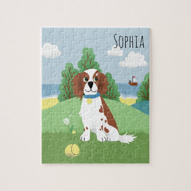 Puzzle Les filles adorent le Springer Spaniel Dog Cartoon (Vertical)