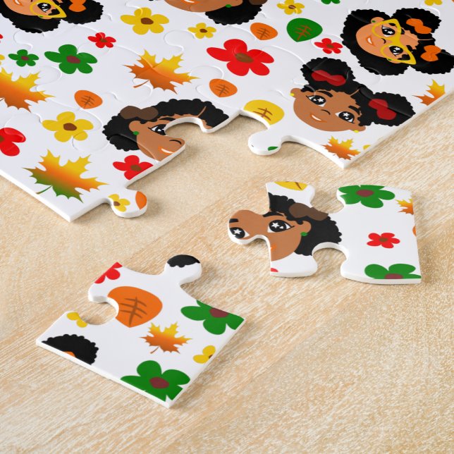 Puzzle Les Filles Africaines Américaines Tombent L'Automn (Côté)