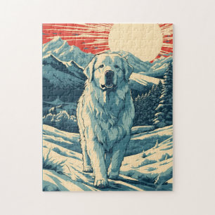 Puzzle Les Grands-Pyrénées dans les montagnes enneigées a