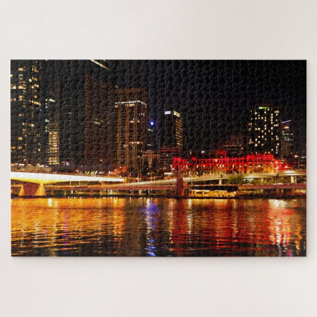 Puzzle Les lumières de la ville de Brisbane la nuit (Horizontal)