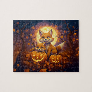 Puzzle Les mignons renards fêtent l'Halloween