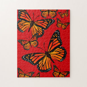 Puzzle Les papillons Monarques en rouge