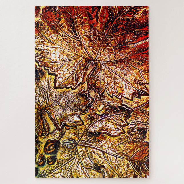 PUZZLE LES PLUS DIFFICILES FEUILLES DE GRAPE ROUGE & OR D (Vertical)