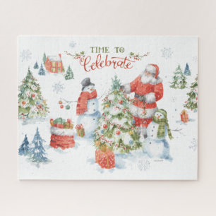 Puzzle Les Snowmen de Noël Père Noël célèbrent l'aqu