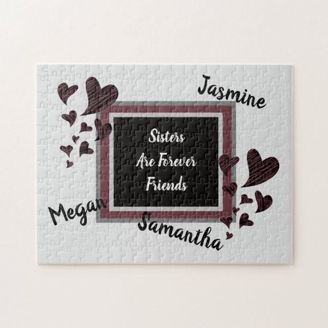 Puzzle Les soeurs sont pour toujours des amis Coeurs roug (Horizontal)