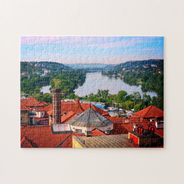 Puzzle Les toits de Prague, Vltava River de Vyšehrad /Tch (Horizontal)