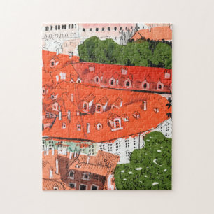 Puzzle Les toits rouges Prague Public Paper Collage Art