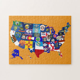 Puzzle L'état de carte des Etats-Unis marque la mosaïque