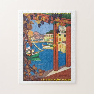 Puzzle L'Ete sur la Côte d'Azur affiche Vintage voyage