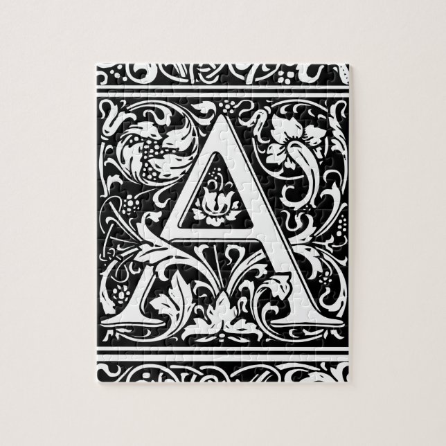 Puzzle Lettre A Monogramme Médiéval Art Nouveau (Vertical)