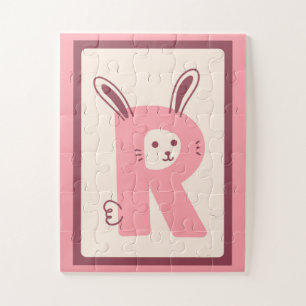 Puzzle Lettre adorable "R" Lapin Alphabet Art Print