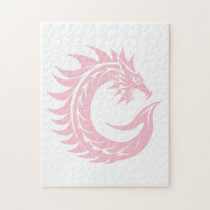 Puzzle Lettre C de style dragon, alphabet du dragon, mono