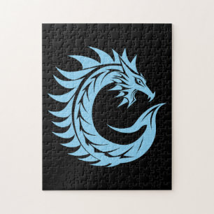 Puzzle Lettre C de style dragon, alphabet du dragon, mono